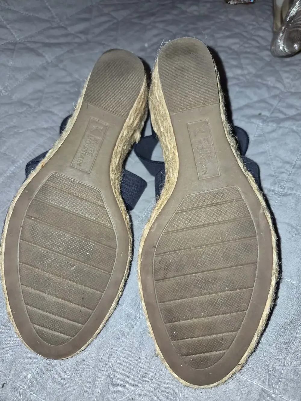 White Mountain Hudlin Navy Blue Fabric Espadrille Wedge Sandals